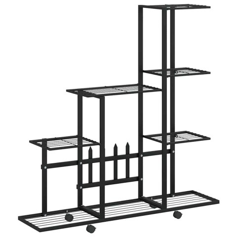 STOJAK NA KWIATY NA KÓŁKACH 94,5X25X92,5CM CZARNY METALOWY