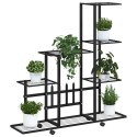 STOJAK NA KWIATY NA KÓŁKACH 94,5X25X92,5CM CZARNY METALOWY