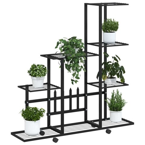 STOJAK NA KWIATY NA KÓŁKACH 94,5X25X92,5CM CZARNY METALOWY