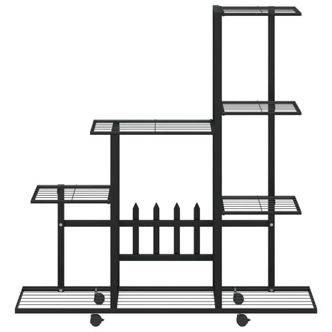 STOJAK NA KWIATY NA KÓŁKACH 94,5X25X92,5CM CZARNY METALOWY