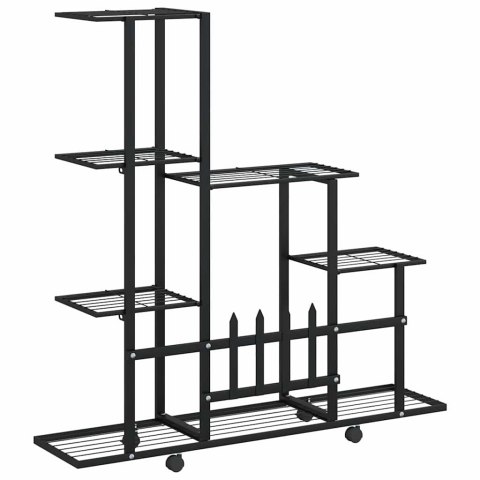 STOJAK NA KWIATY NA KÓŁKACH 94,5X25X92,5CM CZARNY METALOWY