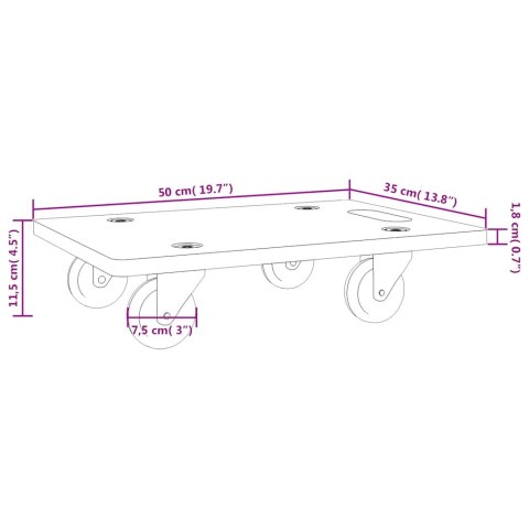 PLATFORMY TRANSPORTOWE 2 SZT. PROSTOKĄTNE 50X35X11,5CM 250 KG