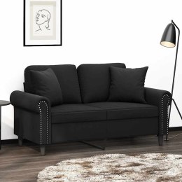 2-OSOBOWA SOFA Z PODUSZKAMI CZARNA 120CM AKSAMIT