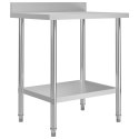 KUCHENNY STÓŁ ROBOCZY Z RANTEM 80X60X93CM STAL NIERDZEWNA