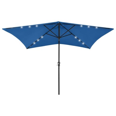 PARASOL OGRODOWY Z LED I STALOWYM SŁUPKIEM NIEBIESKI 2X3 M
