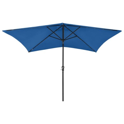 PARASOL OGRODOWY Z LED I STALOWYM SŁUPKIEM NIEBIESKI 2X3 M