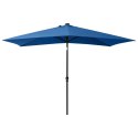 PARASOL OGRODOWY Z LED I STALOWYM SŁUPKIEM NIEBIESKI 2X3 M