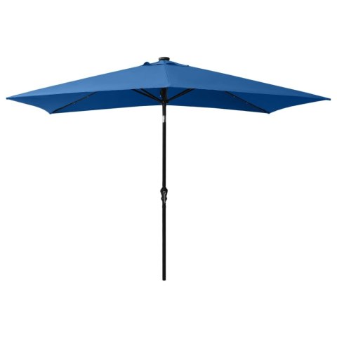 PARASOL OGRODOWY Z LED I STALOWYM SŁUPKIEM NIEBIESKI 2X3 M