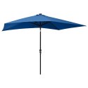 PARASOL OGRODOWY Z LED I STALOWYM SŁUPKIEM NIEBIESKI 2X3 M