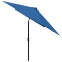 PARASOL OGRODOWY Z LED I STALOWYM SŁUPKIEM NIEBIESKI 2X3 M