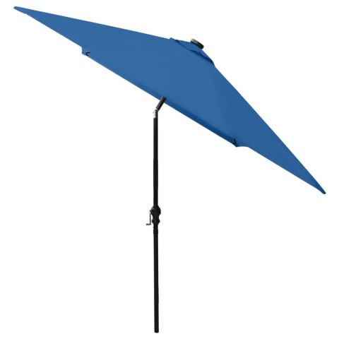 PARASOL OGRODOWY Z LED I STALOWYM SŁUPKIEM NIEBIESKI 2X3 M