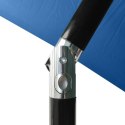 PARASOL OGRODOWY Z LED I STALOWYM SŁUPKIEM NIEBIESKI 2X3 M