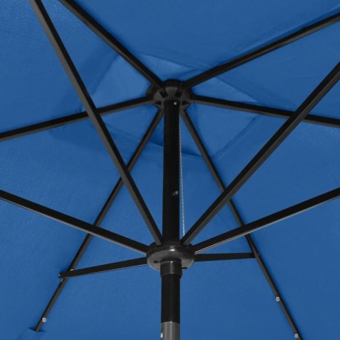 PARASOL OGRODOWY Z LED I STALOWYM SŁUPKIEM NIEBIESKI 2X3 M