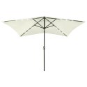 PARASOL OGRODOWY Z LED I STALOWYM SŁUPKIEM PIASKOWY 2X3 M