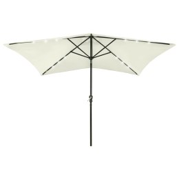 PARASOL OGRODOWY Z LED I STALOWYM SŁUPKIEM PIASKOWY 2X3 M