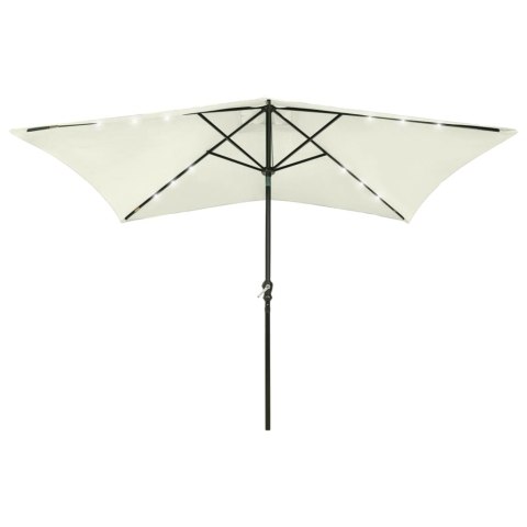 PARASOL OGRODOWY Z LED I STALOWYM SŁUPKIEM PIASKOWY 2X3 M