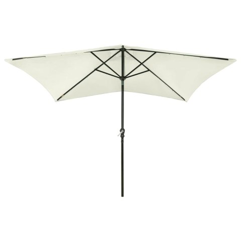 PARASOL OGRODOWY Z LED I STALOWYM SŁUPKIEM PIASKOWY 2X3 M