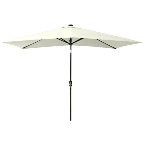 PARASOL OGRODOWY Z LED I STALOWYM SŁUPKIEM PIASKOWY 2X3 M