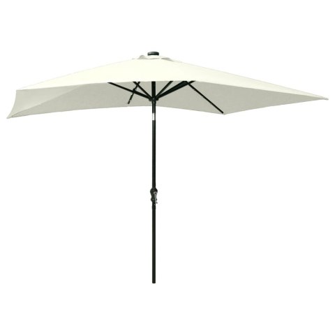 PARASOL OGRODOWY Z LED I STALOWYM SŁUPKIEM PIASKOWY 2X3 M