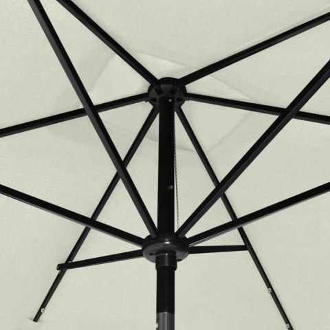 PARASOL OGRODOWY Z LED I STALOWYM SŁUPKIEM PIASKOWY 2X3 M