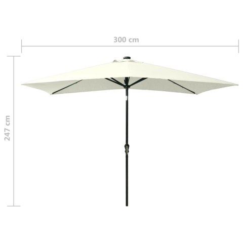 PARASOL OGRODOWY Z LED I STALOWYM SŁUPKIEM PIASKOWY 2X3 M