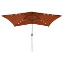 PARASOL OGRODOWY Z LED I STALOWYM SŁUPKIEM TERAKOTA 2X3 M