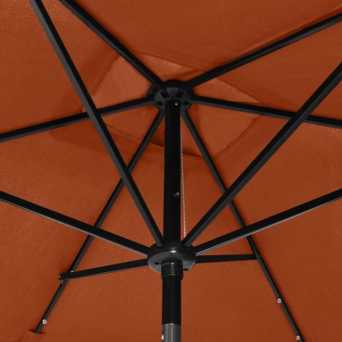 PARASOL OGRODOWY Z LED I STALOWYM SŁUPKIEM TERAKOTA 2X3 M