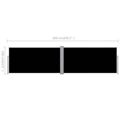 PARAWAN ROZSUWANY CZARNY 160X600CM