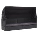 SOFA OGRODOWA Z ZADASZENIEM POLIRATTAN CZARNA