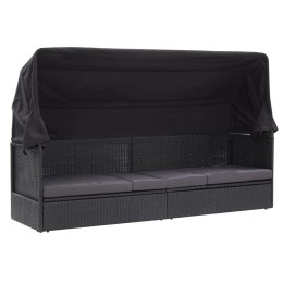 SOFA OGRODOWA Z ZADASZENIEM POLIRATTAN CZARNA
