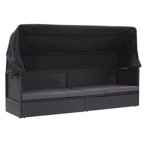 SOFA OGRODOWA Z ZADASZENIEM POLIRATTAN CZARNA