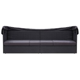 SOFA OGRODOWA Z ZADASZENIEM POLIRATTAN CZARNA