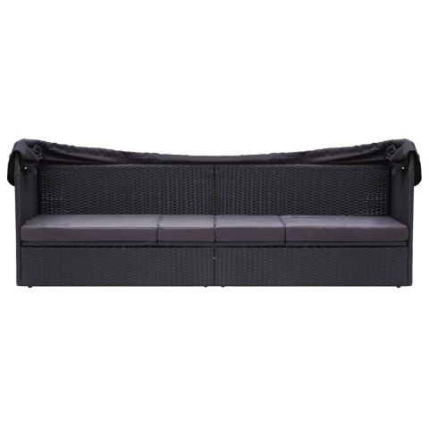 SOFA OGRODOWA Z ZADASZENIEM POLIRATTAN CZARNA
