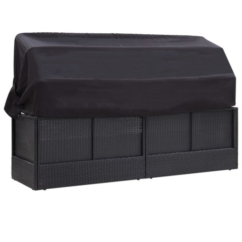 SOFA OGRODOWA Z ZADASZENIEM POLIRATTAN CZARNA