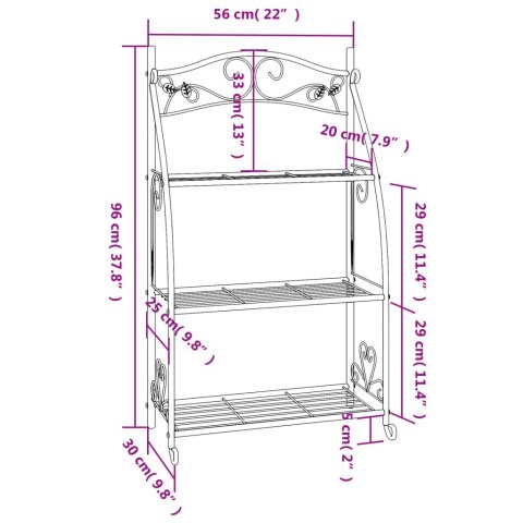 STOJAK NA KWIATY CZARNY 56X30X96CM STAL