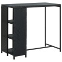 STOLIK BAROWY Z PÓŁKĄ CZARNY 120X60X110CM POLIRATTAN