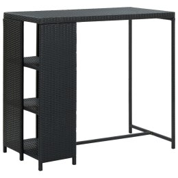 STOLIK BAROWY Z PÓŁKĄ CZARNY 120X60X110CM POLIRATTAN