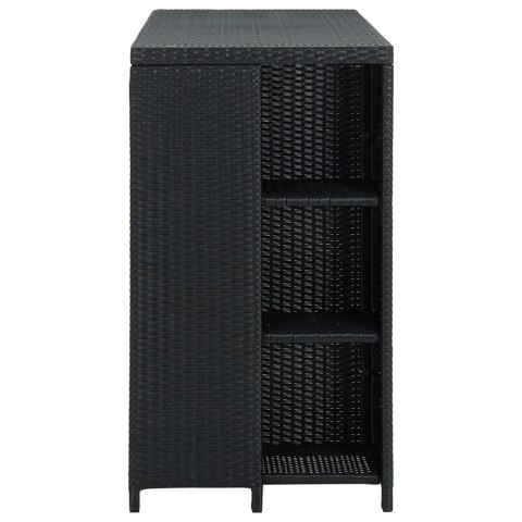 STOLIK BAROWY Z PÓŁKĄ CZARNY 120X60X110CM POLIRATTAN