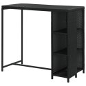 STOLIK BAROWY Z PÓŁKĄ CZARNY 120X60X110CM POLIRATTAN