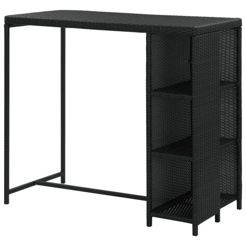 STOLIK BAROWY Z PÓŁKĄ CZARNY 120X60X110CM POLIRATTAN