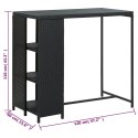 STOLIK BAROWY Z PÓŁKĄ CZARNY 120X60X110CM POLIRATTAN
