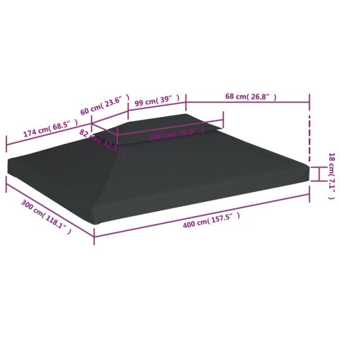 ZADASZENIE ALTANY 2-POZIOMOWE 310 G/M² 4X3 M ANTRACYTOWE