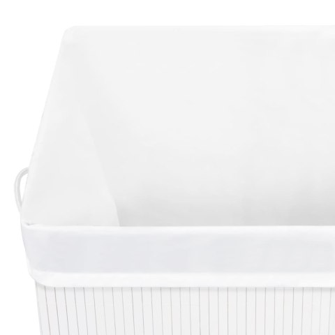 BAMBUSOWY KOSZ NA PRANIE Z POJEDYNCZĄ PRZEGRODĄ BIAŁY 83 L