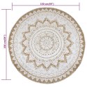 DYWAN PLECIONY Z JUTY Z NADRUKIEM 150CM OKRĄGŁY