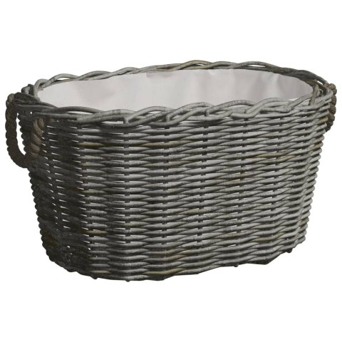 KOSZ NA DREWNO Z UCHWYTAMI 59X42X28CM SZARA WIKLINA