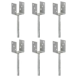 KOTWY DO SŁUPKÓW 6 SZT. SREBRNE 8X6X30CM STAL