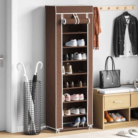 MATERIAŁOWA SZAFKA NA BUTY Z OSŁONĄ 57X29X162CM BRĄZOWA