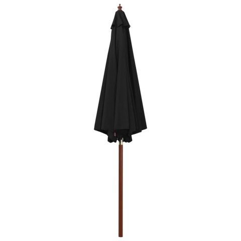 PARASOL OGRODOWY NA DREWNIANYM SŁUPKU 300X258CM CZARNY