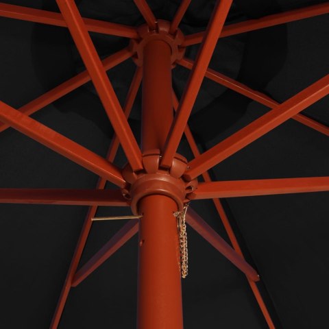 PARASOL OGRODOWY NA DREWNIANYM SŁUPKU 300X258CM CZARNY