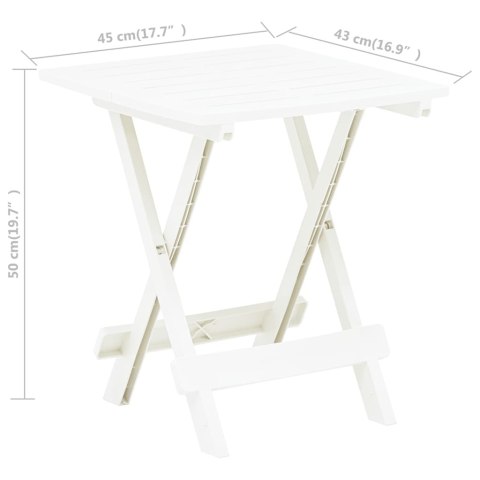 SKŁADANY STOLIK OGRODOWY BIAŁY 45X43X50CM PLASTIKOWY
